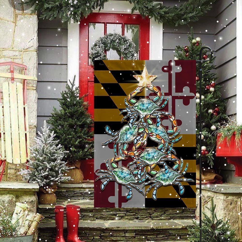 Maryland Flag Blue Crab Christmas Flag, Christmas Garden Flag, Home Decor Accessories, Christmas Outdoor Decor Ideas