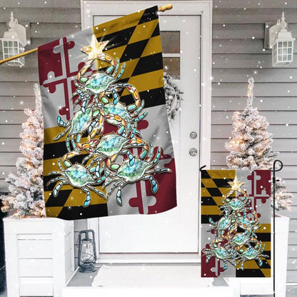 Maryland Flag Blue Crab Christmas Flag, Christmas Garden Flag, Home Decor Accessories, Christmas Outdoor Decor Ideas
