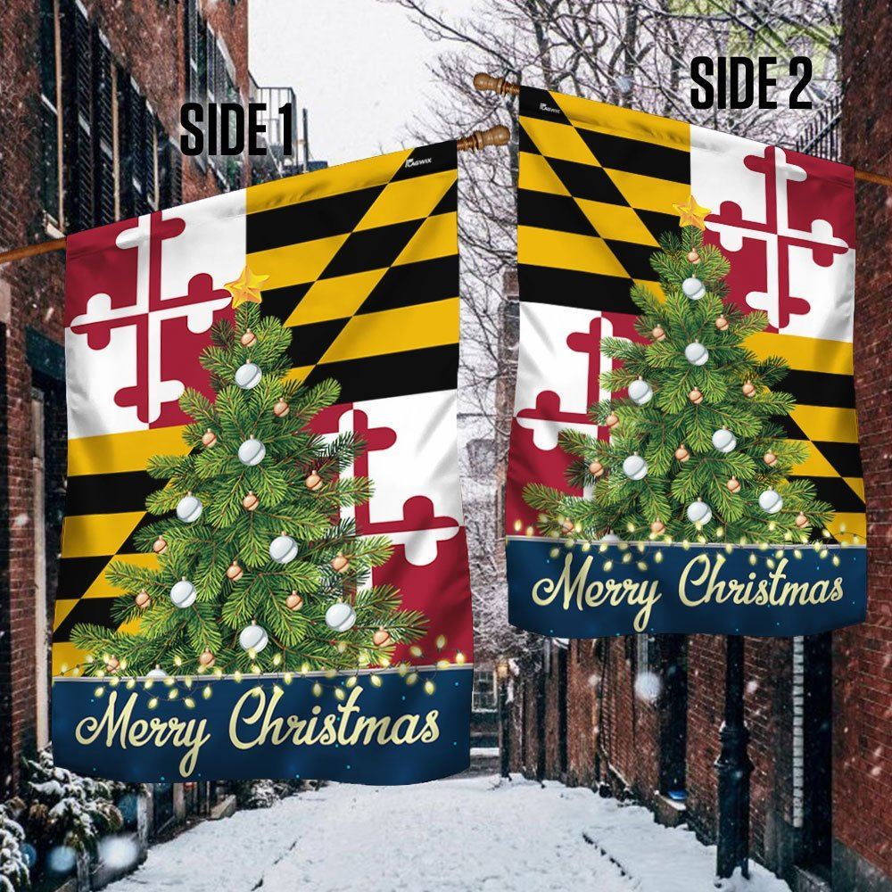 Maryland Merry Christmas Flag, Christmas Garden Flag, Home Decor Accessories, Christmas Outdoor Decor Ideas