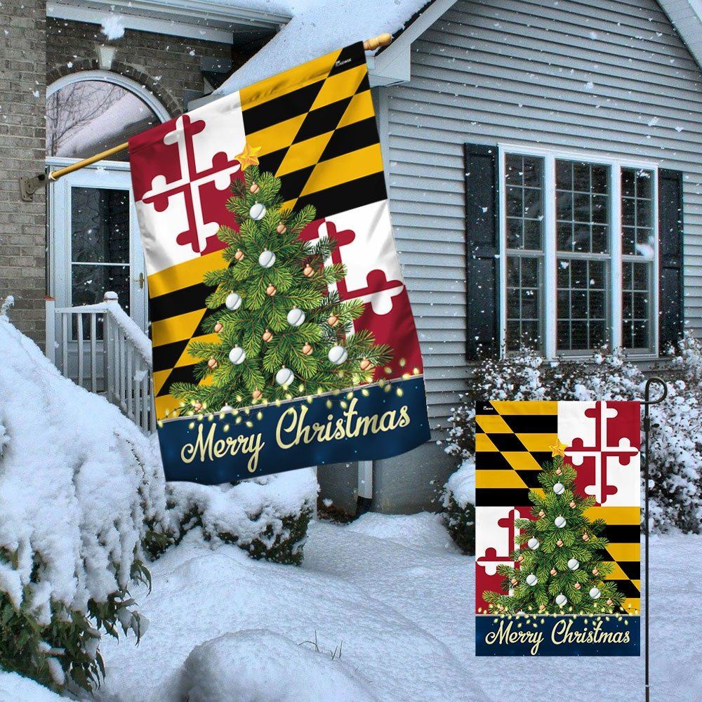 Maryland Merry Christmas Flag, Christmas Garden Flag, Home Decor Accessories, Christmas Outdoor Decor Ideas