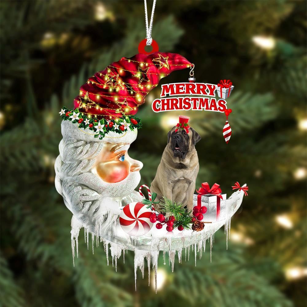 Mastiff On The Moon Merry Christmas Hanging Ornament, Christmas Gift, Christmas Tree Decorations, Christmas Ornament 2023