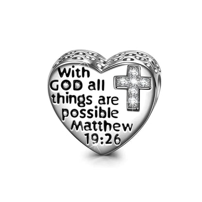Matthew 1926, 925 Sterling Silver Christian Charm For Bracelet, Religious Bracelets, Christian Gift