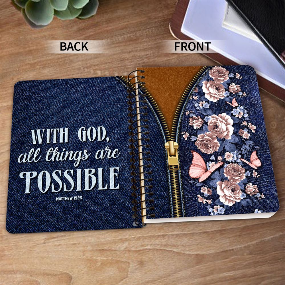 Matthew 1926 With God All Things Are Possible Spiral Journal, Spiritual Gift Faith For Christians