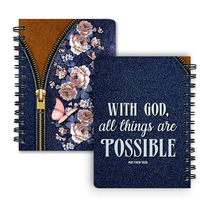 Matthew 1926 With God All Things Are Possible Spiral Journal, Spiritual Gift Faith For Christians
