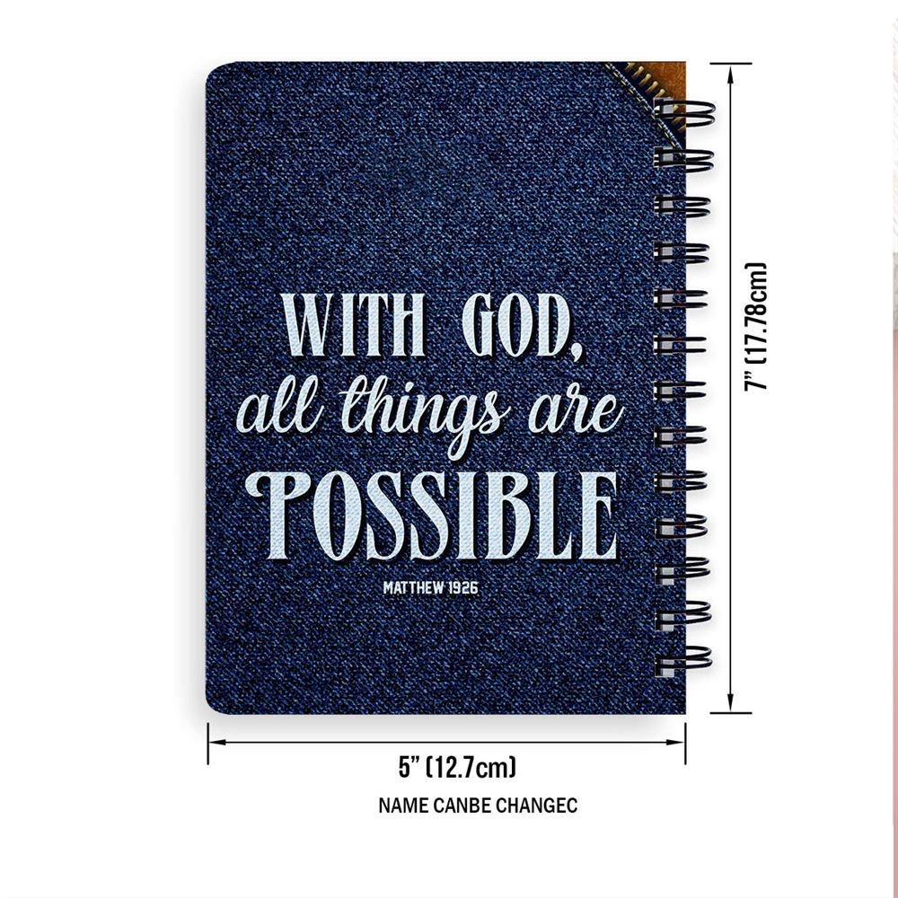 Matthew 1926 With God All Things Are Possible Spiral Journal, Spiritual Gift Faith For Christians