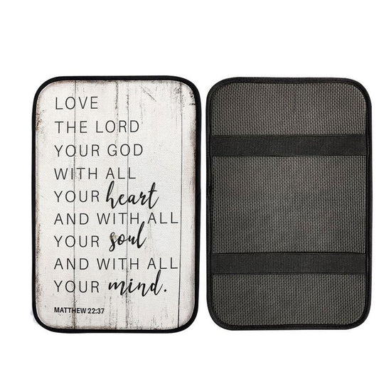 Matthew 22 37 Love The Lord Your God With All Your Heart Car Center Console Cover, Religious Car Interior Accessories