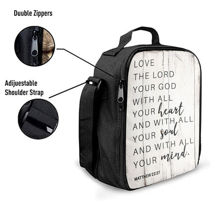 Matthew 22 37 Love The Lord Your God With All Your Heart Lunch Bag, Bible Verse Lunch Bag For Men And Women