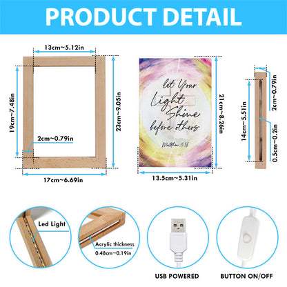 Matthew 516 Let Your Light Shine Before Others Frame Lamp Art - Christian Night Light - Religious Decor