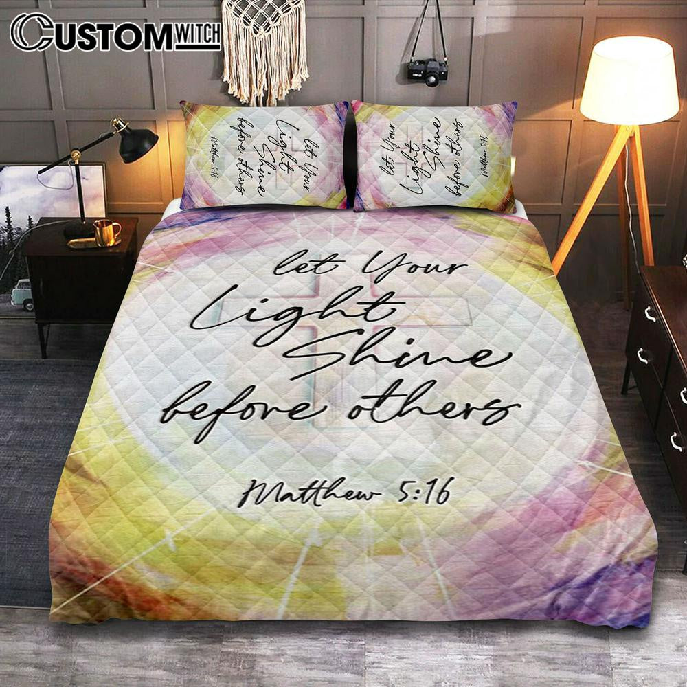 Matthew 516 Let Your Light Shine Before Others Quilt Bedding Set Bedroom - Christian Quilt Bedding Set Prints - Religious Cover Twin Bedding Decor