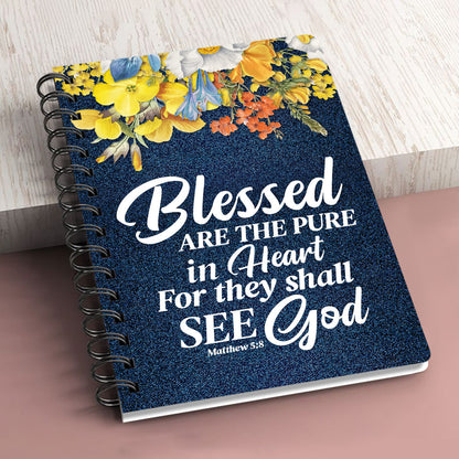 Matthew 58 Blessed Are The Pure In Heart Personalized Spiral Journal, Religious Gift For Christian People