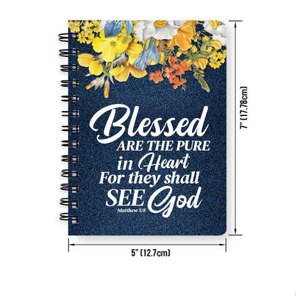 Matthew 58 Blessed Are The Pure In Heart Personalized Spiral Journal, Religious Gift For Christian People