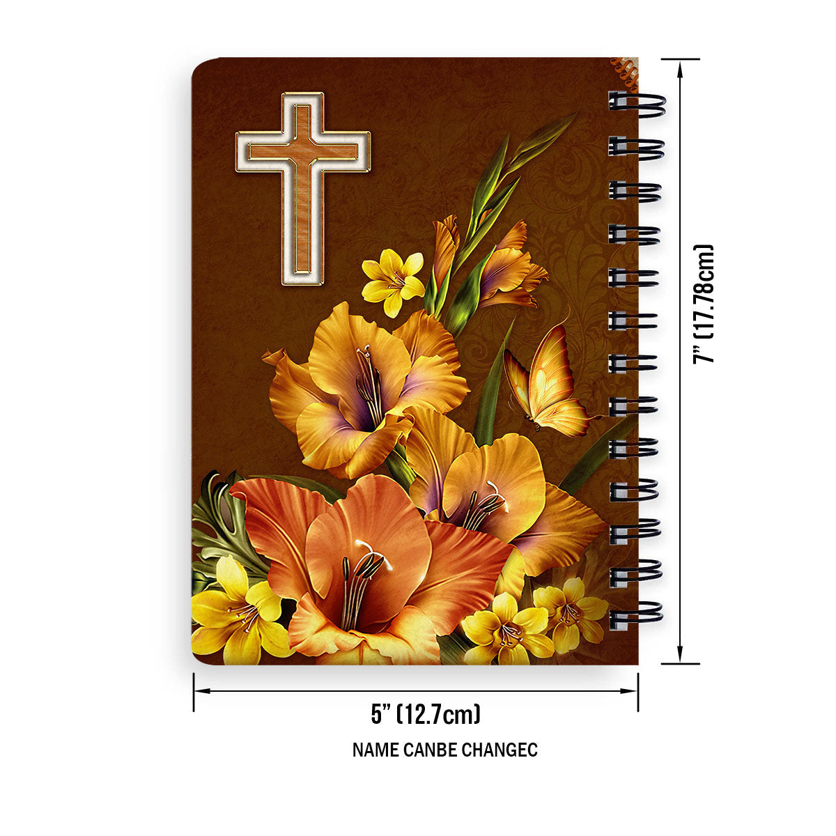 Matthew 58 Flower And Cross Blessed Are The Pure In Heart Beautiful Personalized Spiral Journal, Spiritual Gift Faith For Christians