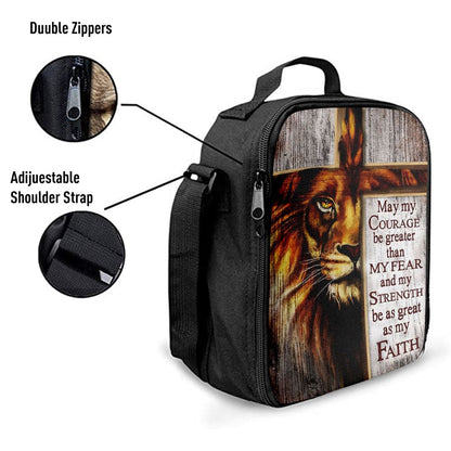 May My Courage Be Greater Than My Fear Lion Of Judah Lunch Bag, Bible Verse Lunch Bag For Men And Women
