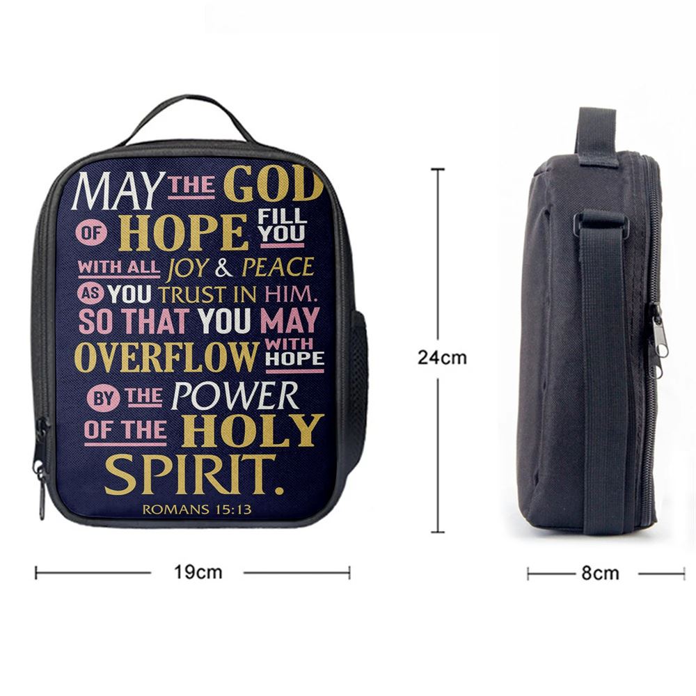 May The God Of Hope Fill You With All Joy Lunch Bag, Bible Verse Lunch Bag For Men And Women