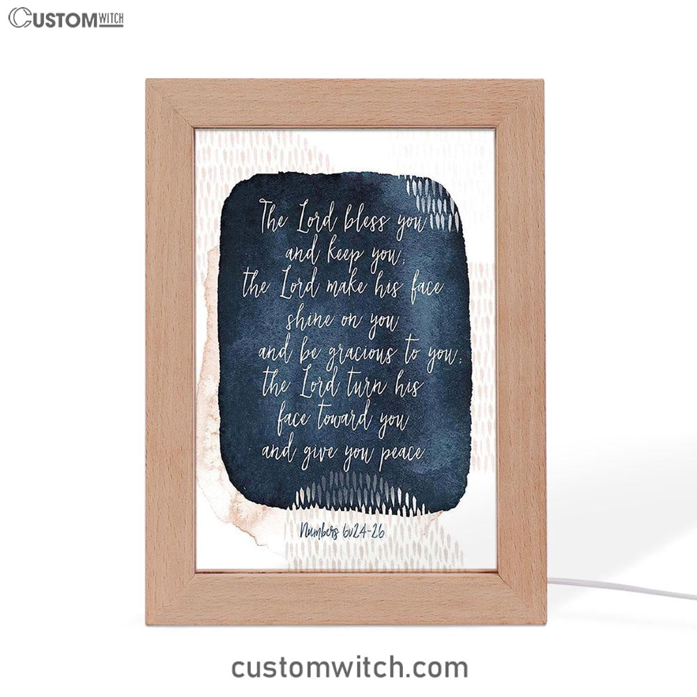 May The Lord Bless You And Keep You - Frame Lamp Art - Christian Night Light Decor