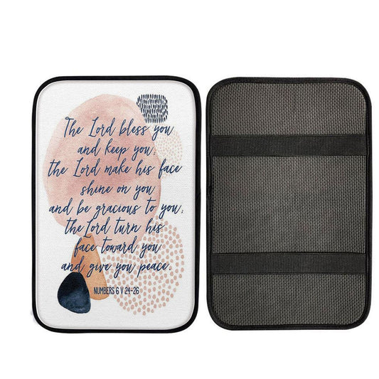May The Lord Bless You And Keep You Car Center Console Cover, Christian Gift Car Armrest Pad