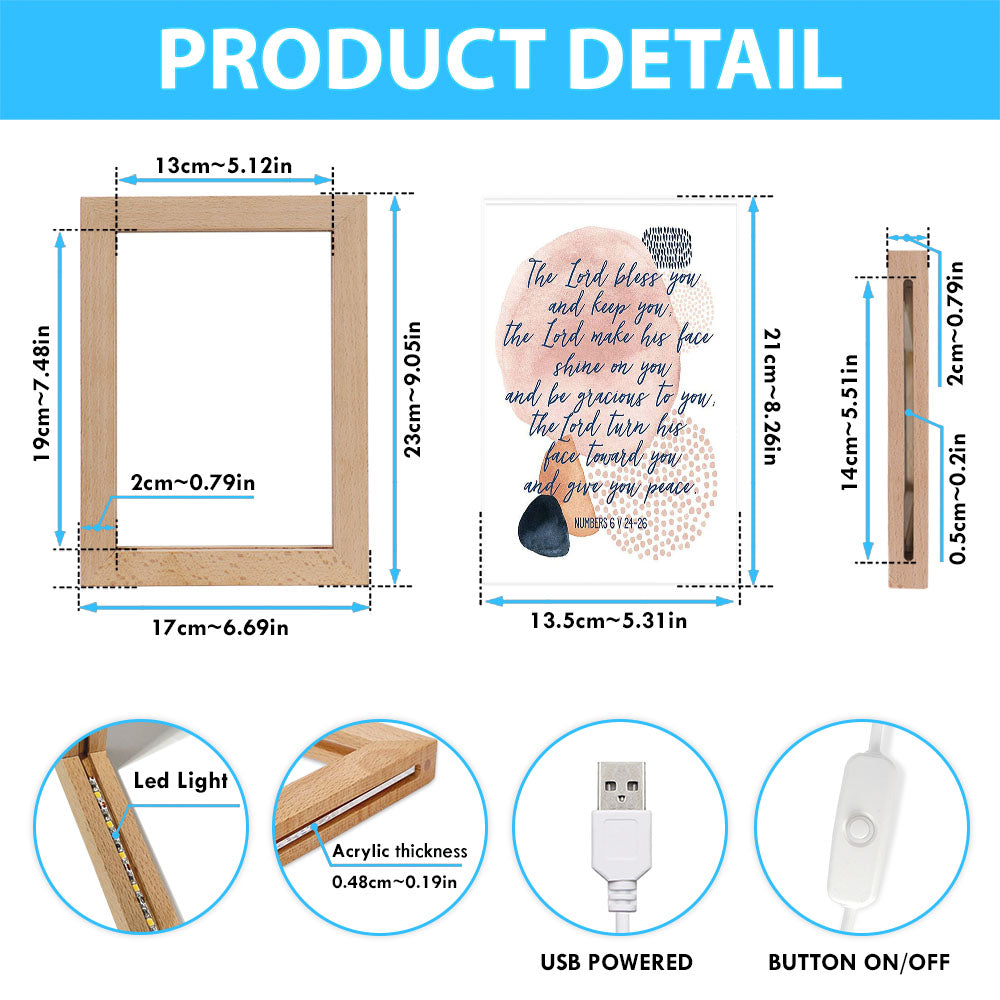 May The Lord Bless You And Keep You Frame Lamp Prints - Christian Night Light Decor