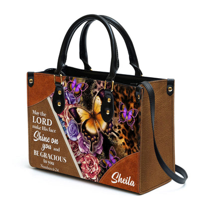 May The Lord Make His Face Shine On You And Be Gracious To You Leather Bag, Personalized Lion Leather Handbag