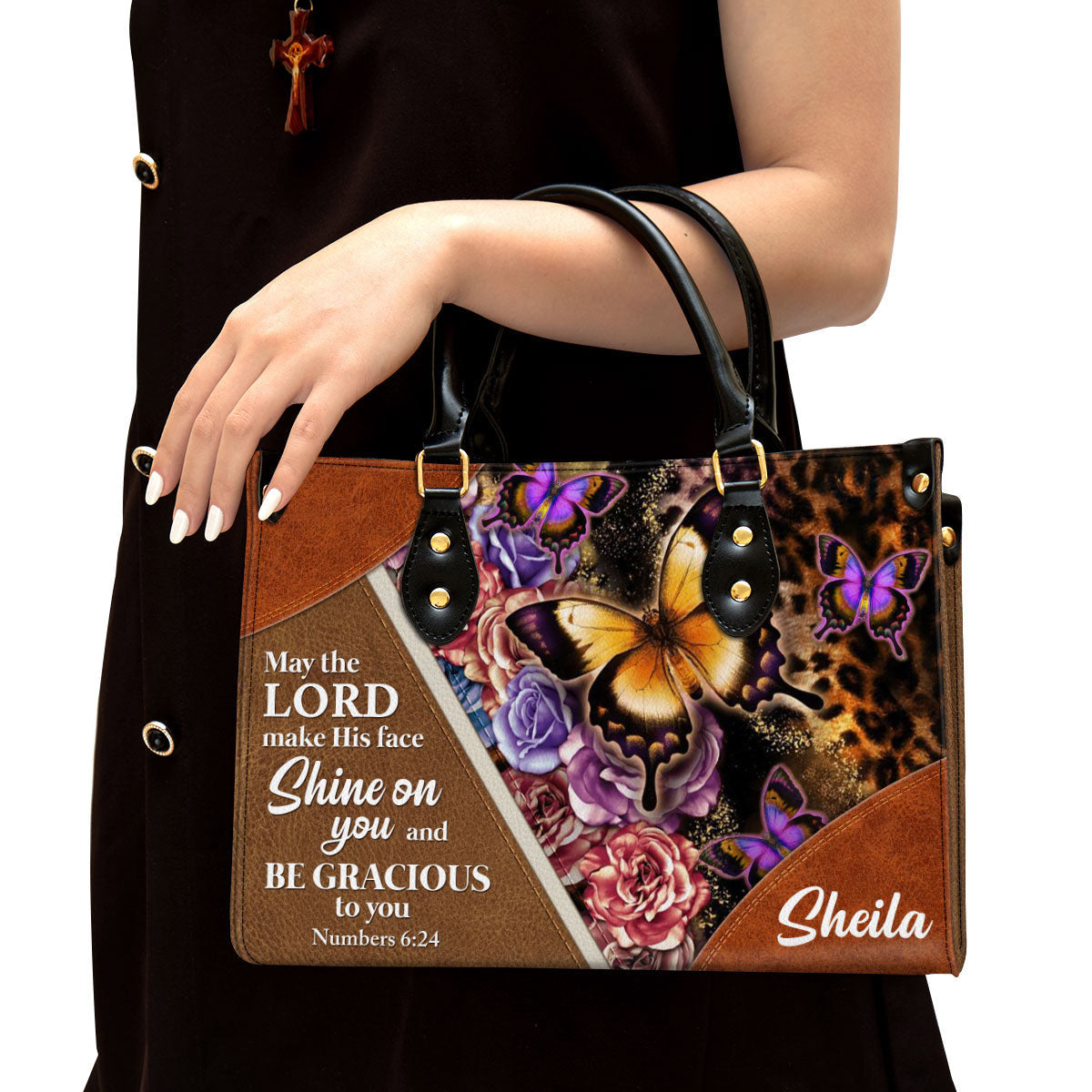 May The Lord Make His Face Shine On You And Be Gracious To You Leather Bag, Personalized Lion Leather Handbag