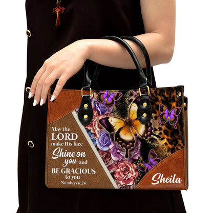 May The Lord Make His Face Shine On You And Be Gracious To You Leather Bag, Personalized Lion Leather Handbag