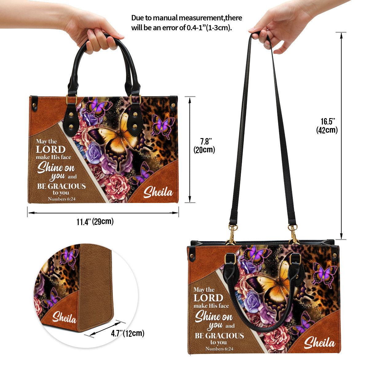 May The Lord Make His Face Shine On You And Be Gracious To You Leather Bag, Personalized Lion Leather Handbag