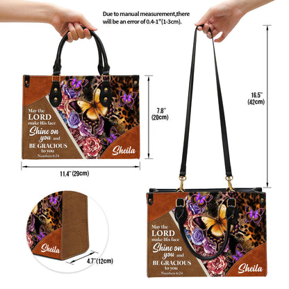 May The Lord Make His Face Shine On You And Be Gracious To You Leather Bag, Personalized Lion Leather Handbag