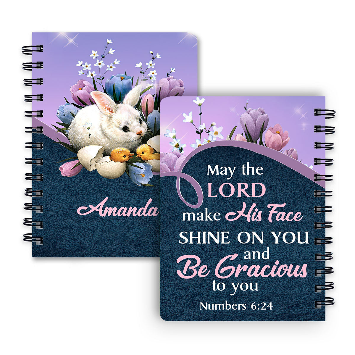 May The Lord Make His Face Shine On You Rabbit Personalized Spiral Journal, Spiritual Gift Faith For Christians
