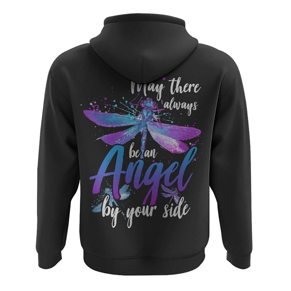 May There Be An Angel By Your Side Dragonfly Watercolor All Over Print 3D Hoodie, Christian Hoodie, Christian Sweatshirt, Bible Verse Shirt