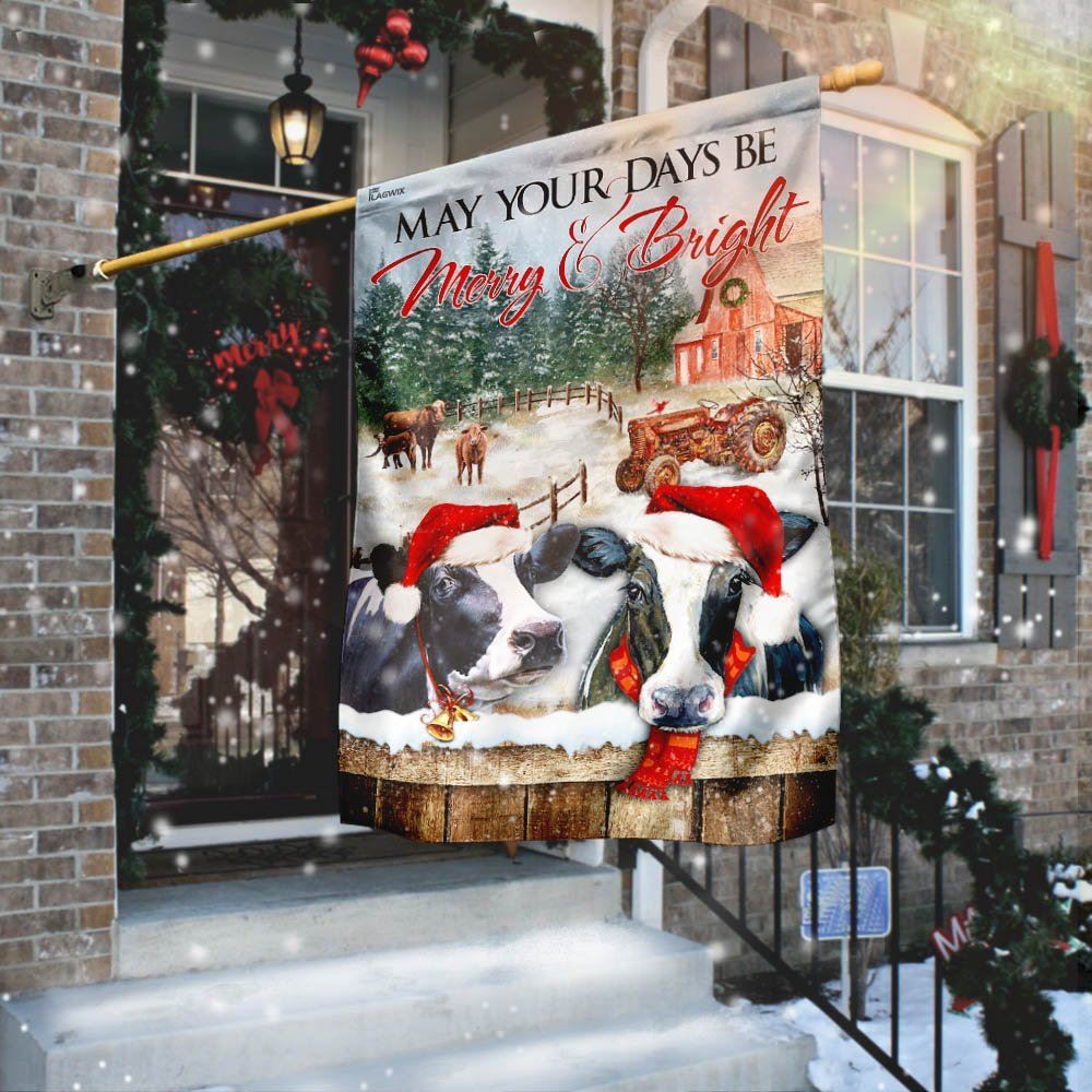 May Your Days Be Merry And Bright Cattle Flag, Christmas Garden Flag, Home Decor Accessories, Christmas Outdoor Decor Ideas