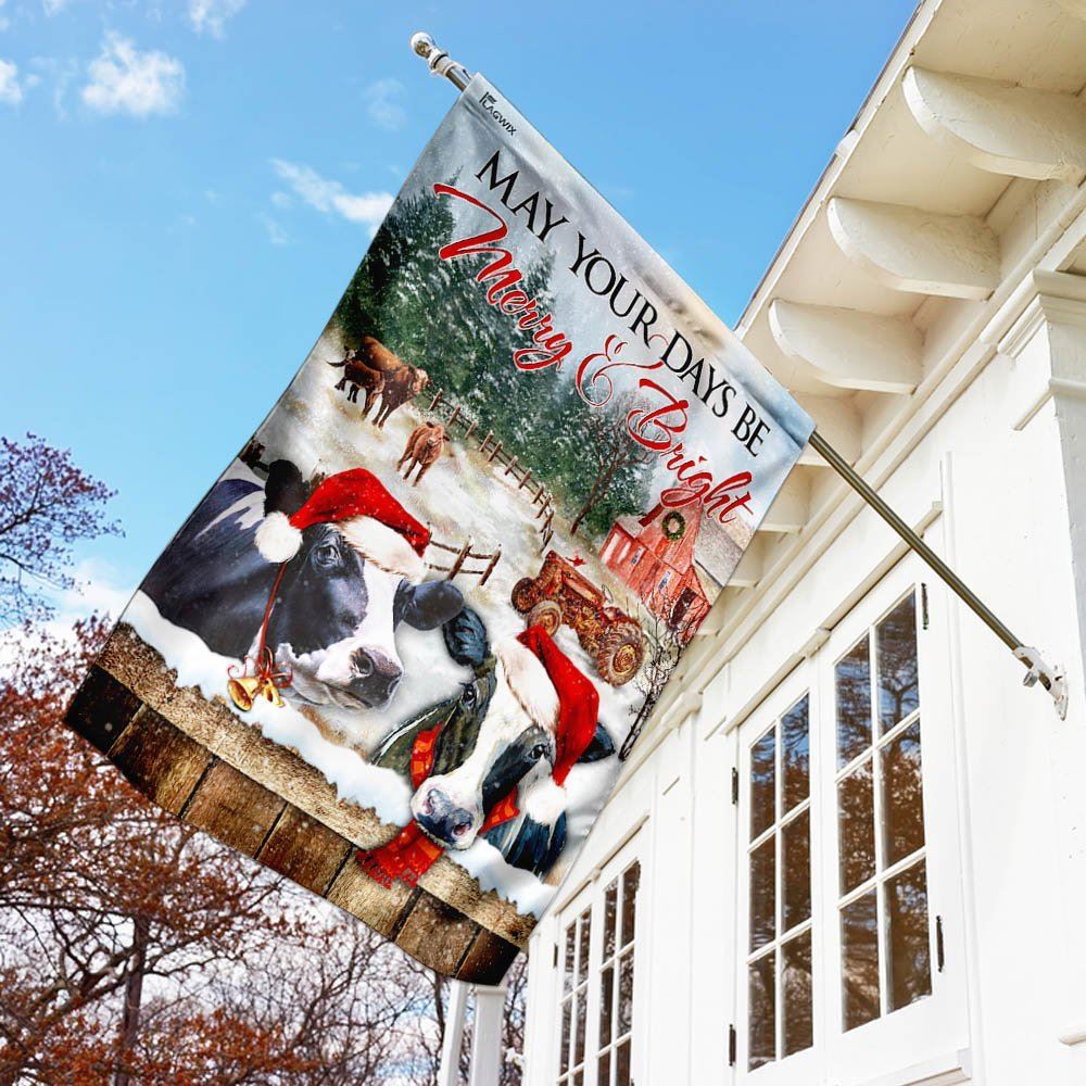 May Your Days Be Merry And Bright Cattle Flag, Christmas Garden Flag, Home Decor Accessories, Christmas Outdoor Decor Ideas