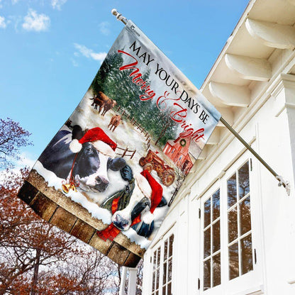 May Your Days Be Merry And Bright Cattle Flag, Christmas Garden Flag, Home Decor Accessories, Christmas Outdoor Decor Ideas