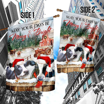 May Your Days Be Merry And Bright Cattle Flag, Christmas Garden Flag, Home Decor Accessories, Christmas Outdoor Decor Ideas