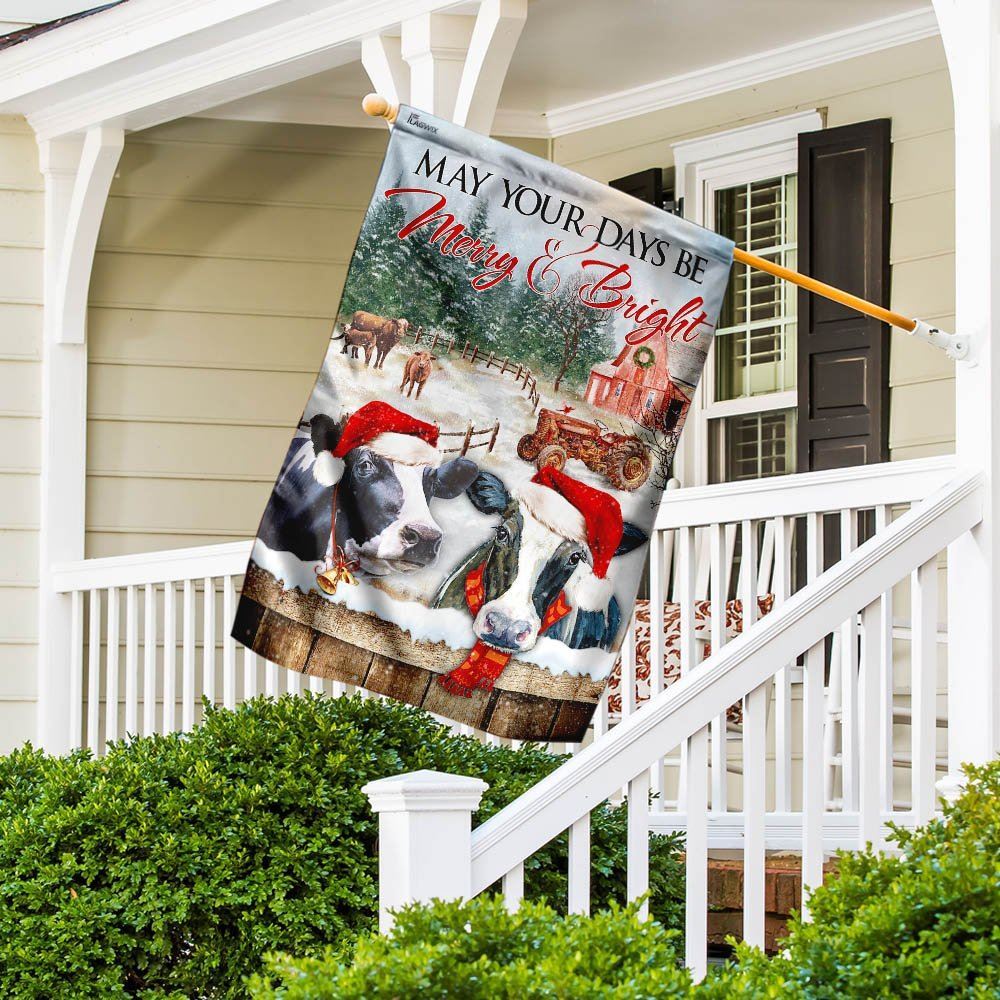 May Your Days Be Merry And Bright Cattle Flag, Christmas Garden Flag, Home Decor Accessories, Christmas Outdoor Decor Ideas