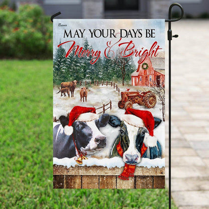 May Your Days Be Merry And Bright Cattle Flag, Christmas Garden Flag, Home Decor Accessories, Christmas Outdoor Decor Ideas
