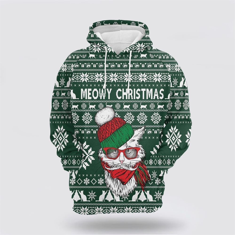 Meowy Christmas All Over Print 3D Hoodie For Men & Women, Christmas Hoodie Cute, Christmas Gift, Christmas Fashion
