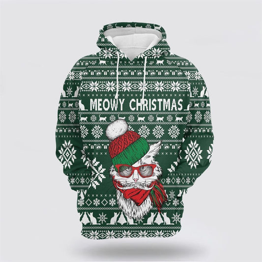 Meowy Christmas All Over Print 3D Hoodie For Men & Women, Christmas Hoodie Cute, Christmas Gift, Christmas Fashion