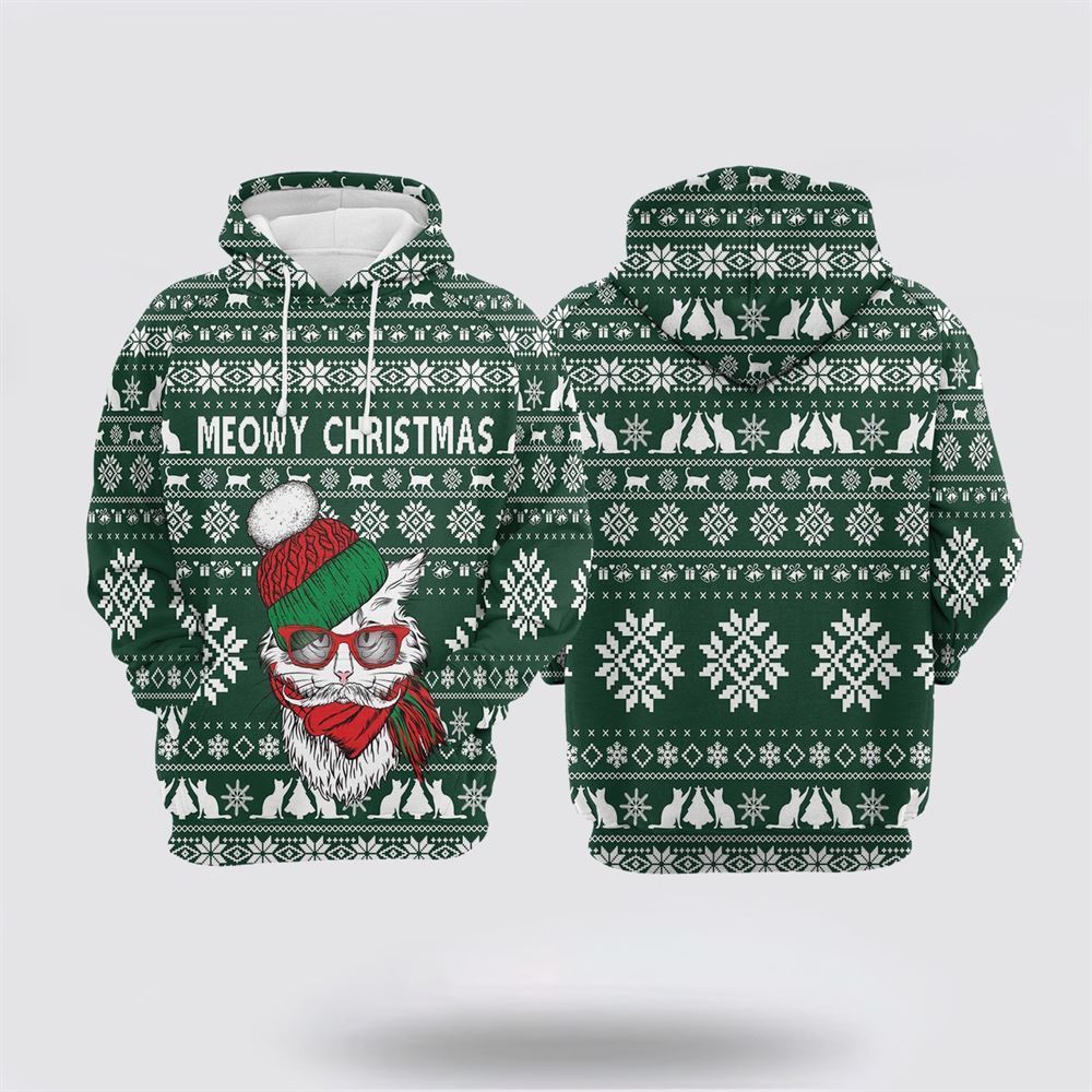 Meowy Christmas All Over Print 3D Hoodie For Men & Women, Christmas Hoodie Cute, Christmas Gift, Christmas Fashion