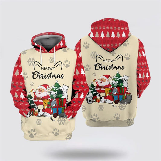 Meowy Christmas Gift For Cat Lovers All Over Print 3D Hoodie For Men And Women, Christmas Cat Hoodie, Christmas Hoodie Cute, Christmas Fashion