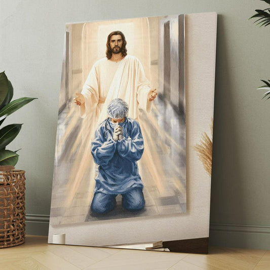 Merciful Jesus Bless Our Healthcare Heroes Nurses Canvas, Christmas Gift for Christian