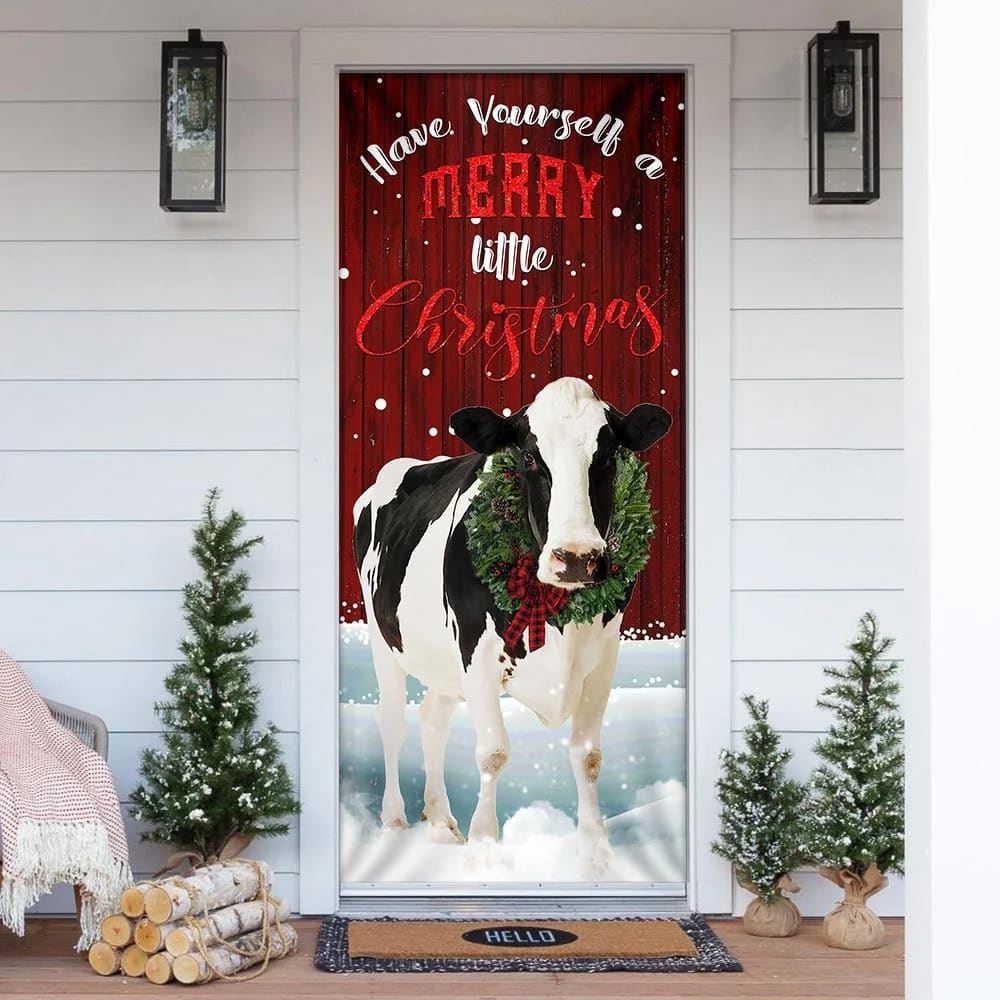 Merrry Christmas Cattle Door Cover, Christmas Door Knob Covers, Christmas Outdoor Decoration