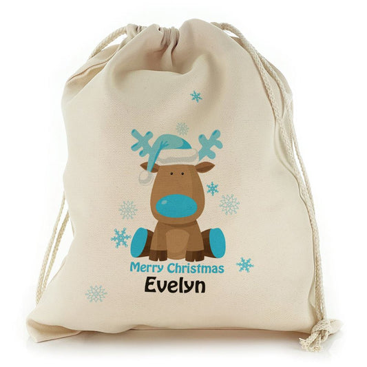 Merry Blue Santa Hat Reindeer Christmas Sack, Gift For Chidren, Christmas Bag Gift, Christmas Gift 2023