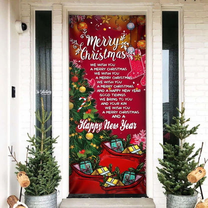 Merry Christmas And Happy New Year Door Cover, Light Pray Door Cover, Christmas Door Knob Covers, Christmas Outdoor Decoration
