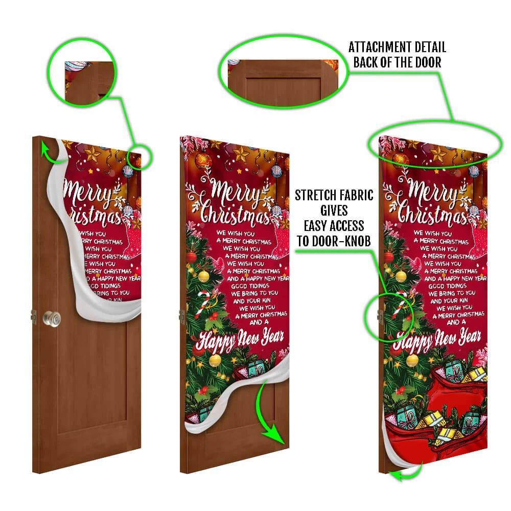 Merry Christmas And Happy New Year Door Cover, Light Pray Door Cover, Christmas Door Knob Covers, Christmas Outdoor Decoration