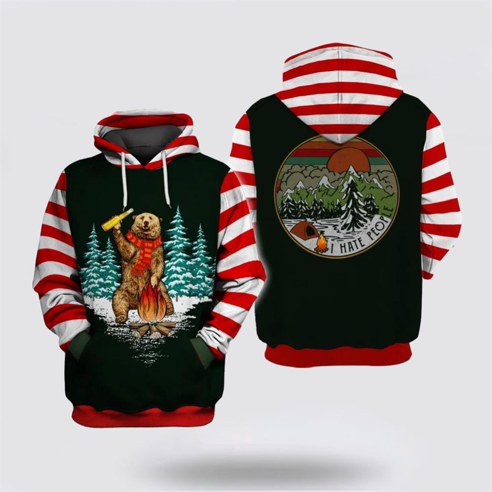 Merry Christmas Bear All Over Print 3D Hoodie For Men & Women, Christmas Hoodie Cute, Christmas Gift, Christmas Fashion