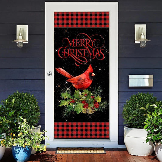 Merry Christmas Cardinal Door Cover, Cardinal Christmas Decor, Christmas Door Knob Covers, Christmas Outdoor Decoration