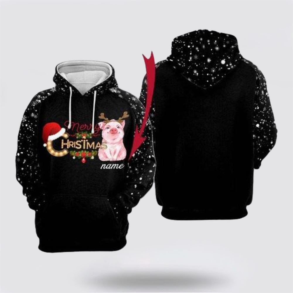 Merry Christmas Cute Pig All Over Print 3D Hoodie For Men & Women, Christmas Hoodie Cute, Christmas Gift, Christmas Fashion