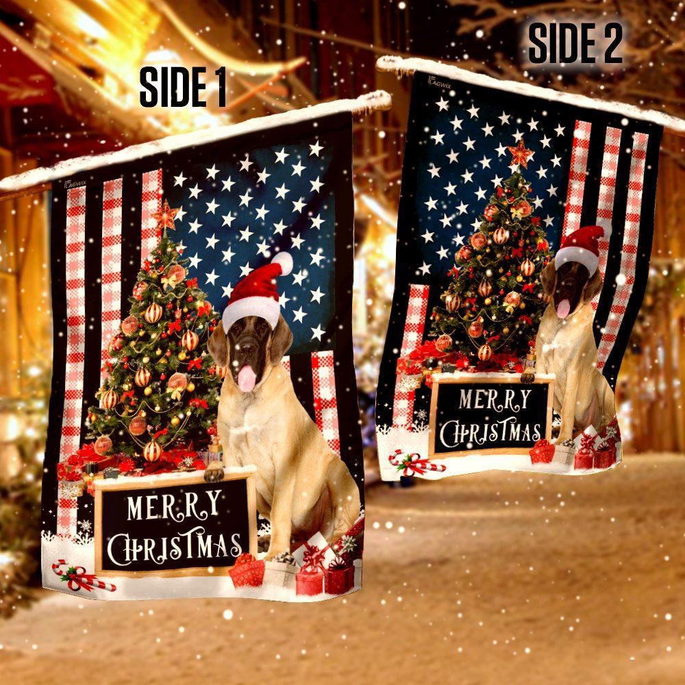 Merry Christmas English Mastiff Flag, Christmas Dog Garden Flag, Christmas Gifts For Pet, Christmas Outdoor Decor Ideas