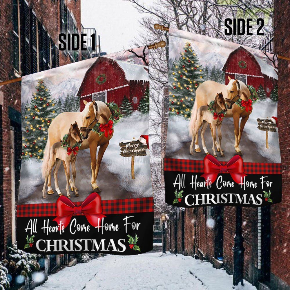 Merry Christmas Flag All Hearts Come Home For Christmas Flag, Christmas Garden Flag, Home Decor Accessories, Christmas Outdoor Decor Ideas