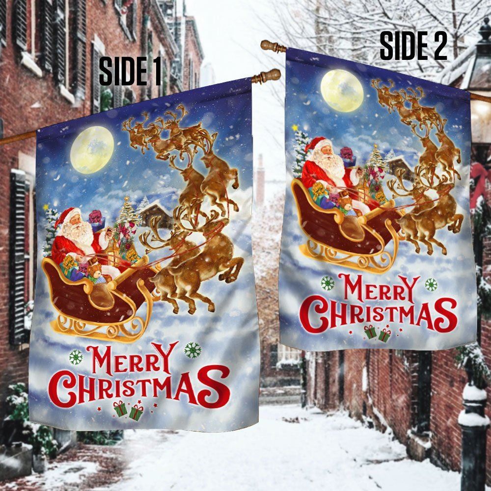 Merry Christmas Flag Santa Claus Reindeer Sled Flag, Christmas Garden Flag, Home Decor Accessories, Christmas Outdoor Decor Ideas