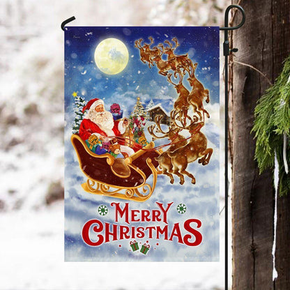 Merry Christmas Flag Santa Claus Reindeer Sled Flag, Christmas Garden Flag, Home Decor Accessories, Christmas Outdoor Decor Ideas
